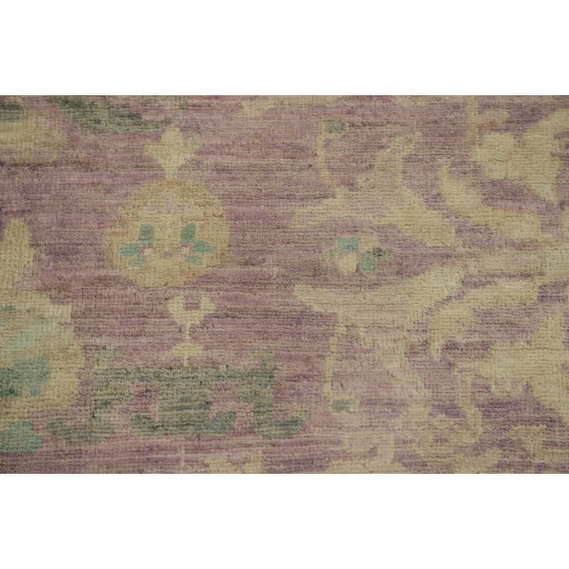Hand Knotted Traditional Wool Purple Floral Area Rug - 9' 11'' X 9' 10''