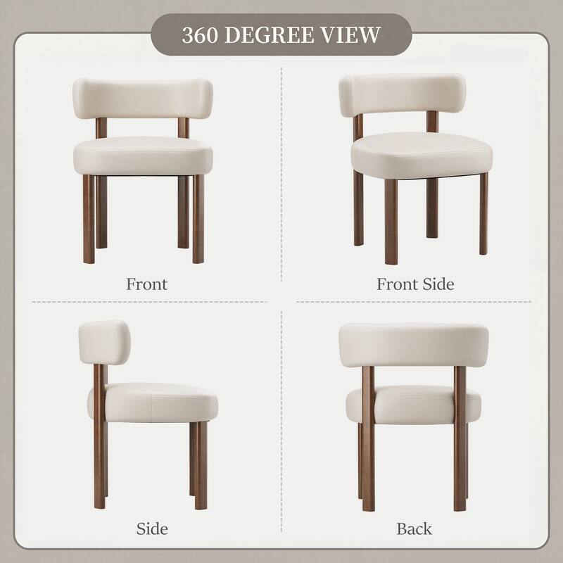Modern Upholstered Dining Chairs with Solid Wood Legs Ergonomic Backrest - Set of 2