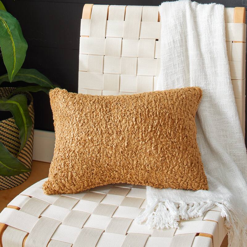Sorra Home Indoor Soft-Textured Knife Edge Lumbar Pillow - 16 in x 26 in - Zazzle Camel