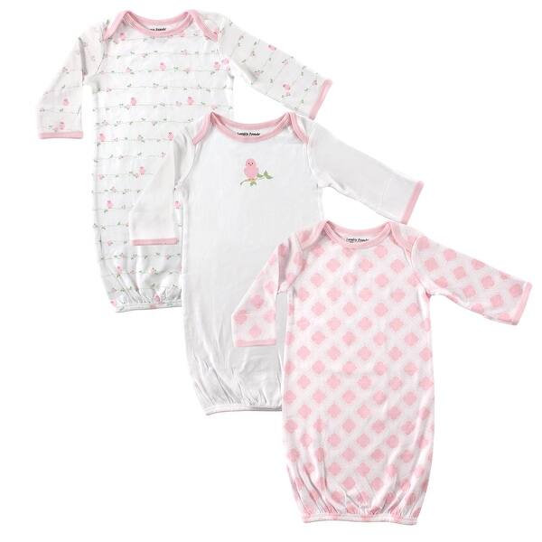 slide 1 of 1, Luvable Friends Baby Girl Cotton Gowns, Bird 0-6 Months - Bird