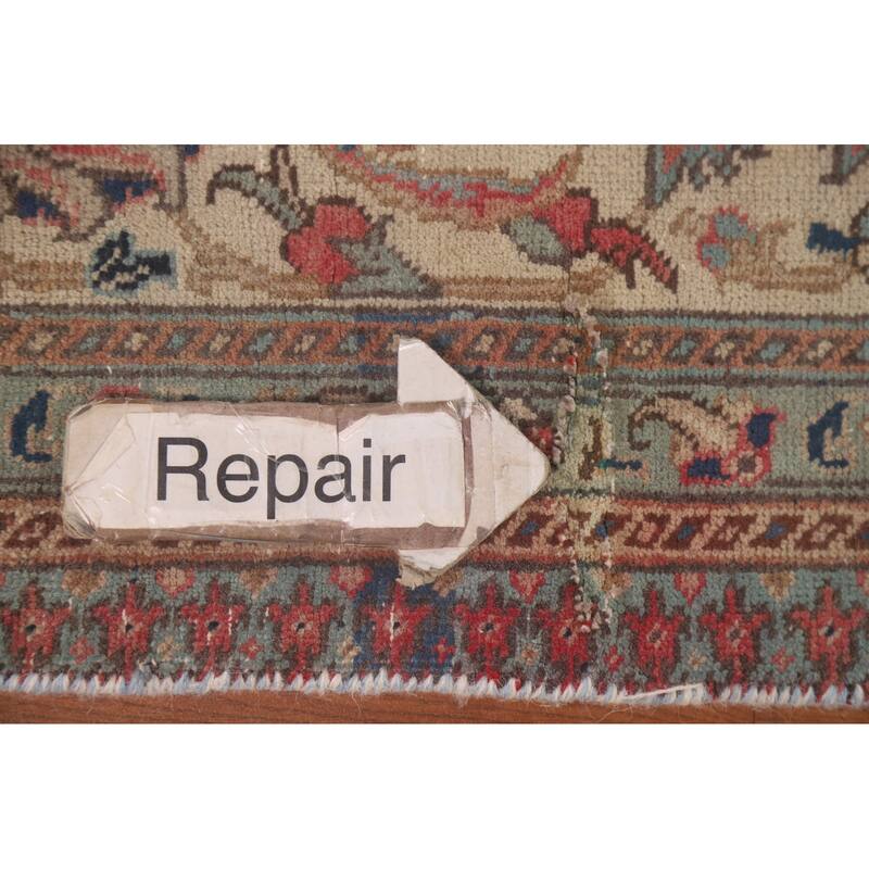 Hand Knotted Oriental 100% Wool Carpet Traditional All-Over Coral Tabriz Area Rug - 12' 6'' X 9' 2''