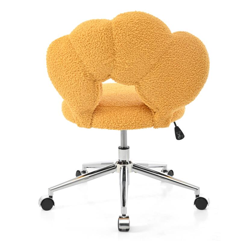 Criss Cross Chair with Wheels, Teddy Fabric Home Office Chair, 360°Swivel Height Adjustable Swivel Vanity Chair