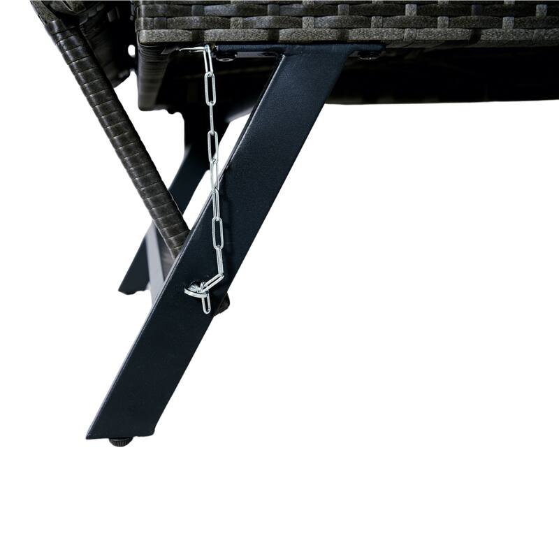 Grey Wicker Foldable Bench Patio Backyard Conversation Set