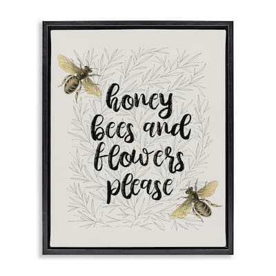 Stupell Honey Bees & Flowers Please Framed Floater Canvas Wall Art Design By Lil' Rue