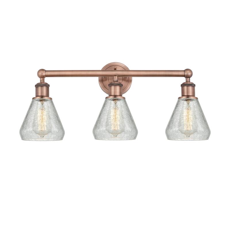 Innovations Lighting 616-3W-13-24 Conesus Vanity Conesus 3 Light 24" - Antique Copper / Clear Crackle