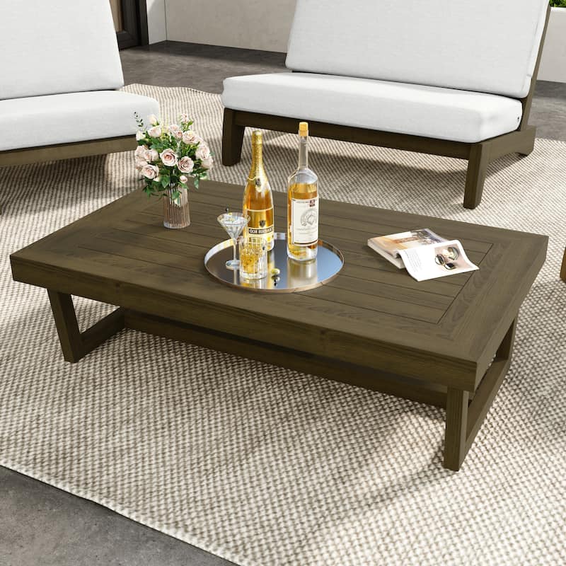 Patio 4 Pieces Teak Wood Conversation Set With Coffee Table