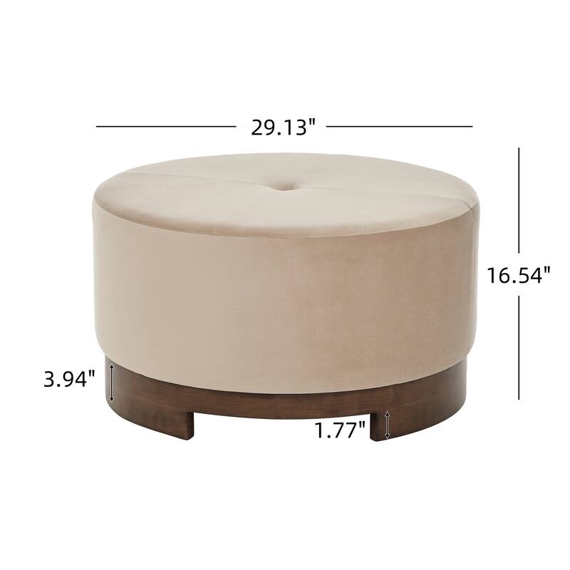 Christopher Knight Home - Monroe Modern Upholstered Ottoman/ Foot Stool with Wooden Base Round