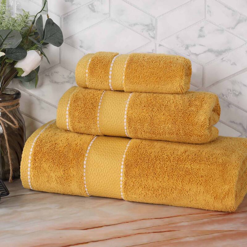 Superior Niles Cotton Ultra-Plush Absorbent 3 Piece Towel Set - Gold