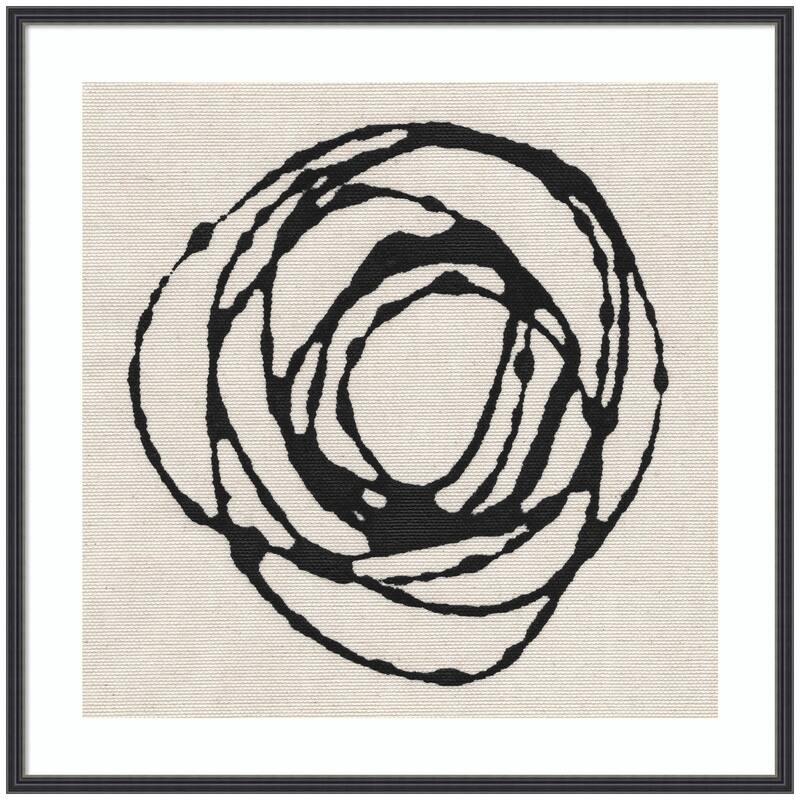 Kate and Laurel Framed Art Flowing Circle Abstract by The Creative Bunch Studio - 33x33 - Black