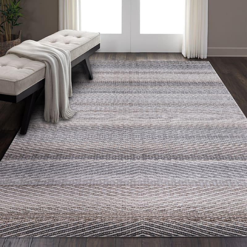 Desire Collection Abstract Brown/Grey Area Rug - 7'10'' X 10'10''