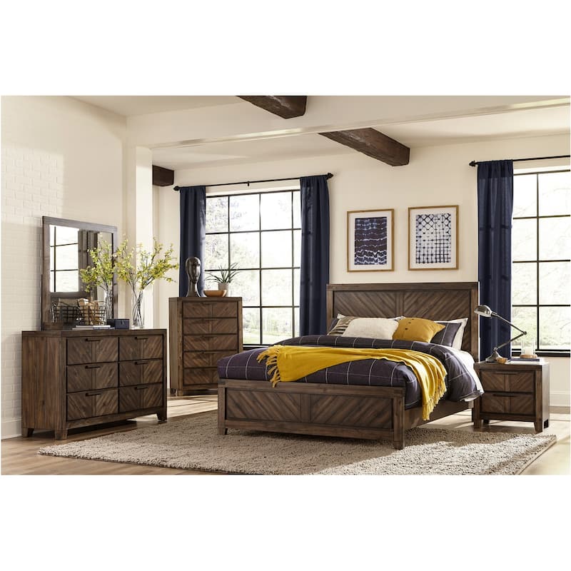 Marcille 3 Piece Cherry Modern Panel Bedroom Set - King