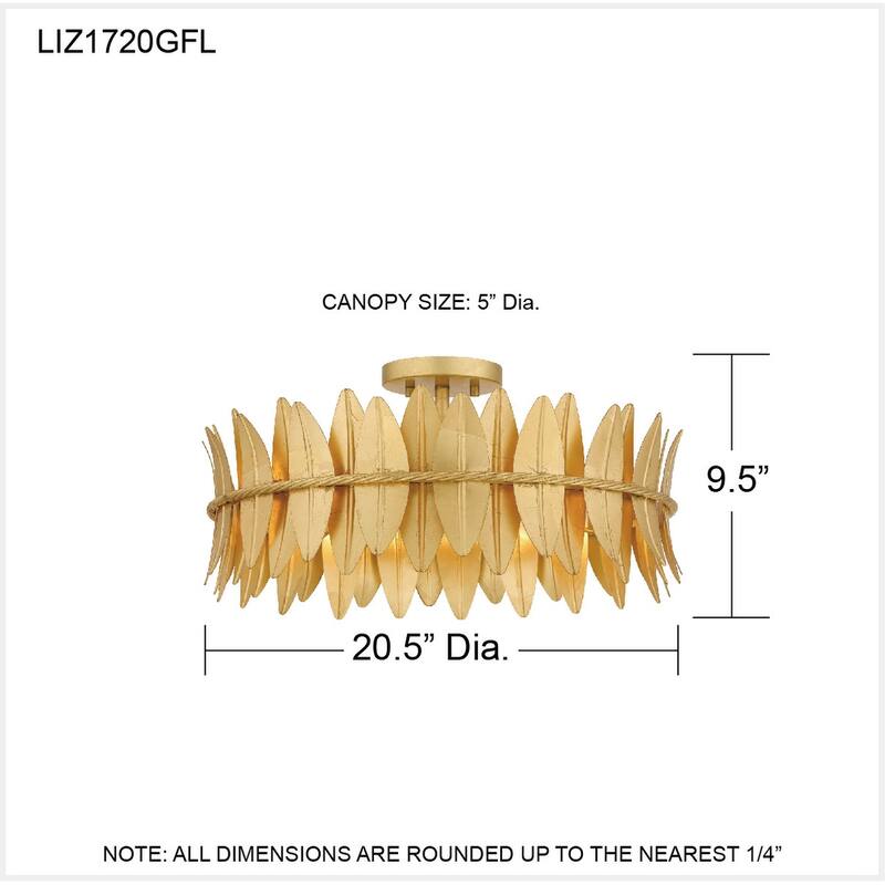 Liza 4-Light Gold Leaf Semi-Flush Mount Light