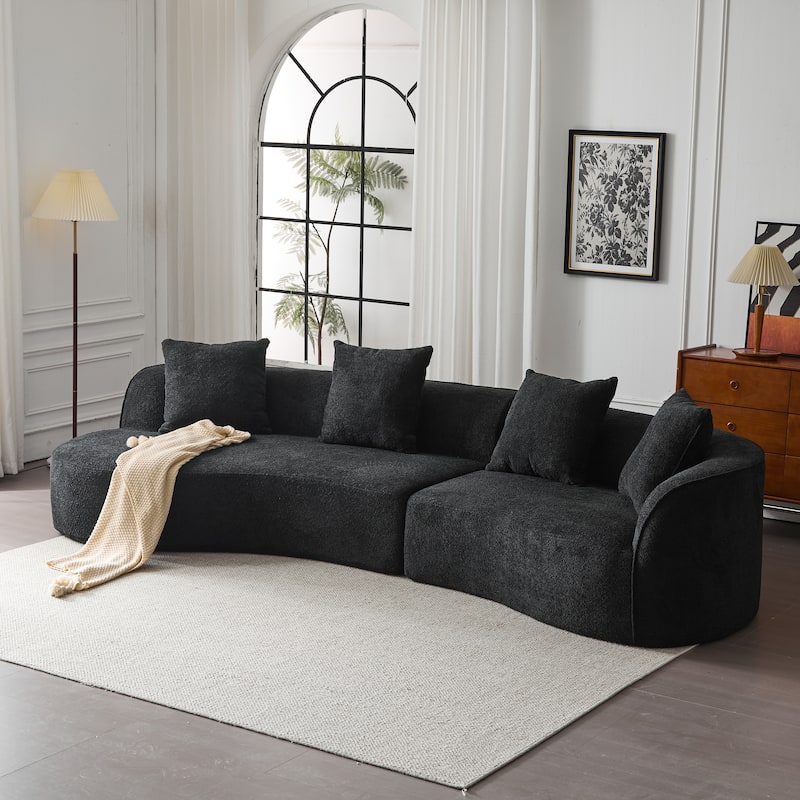 Christopher Knight Home - Linda Fabric Curved Sectional Sofa - Black