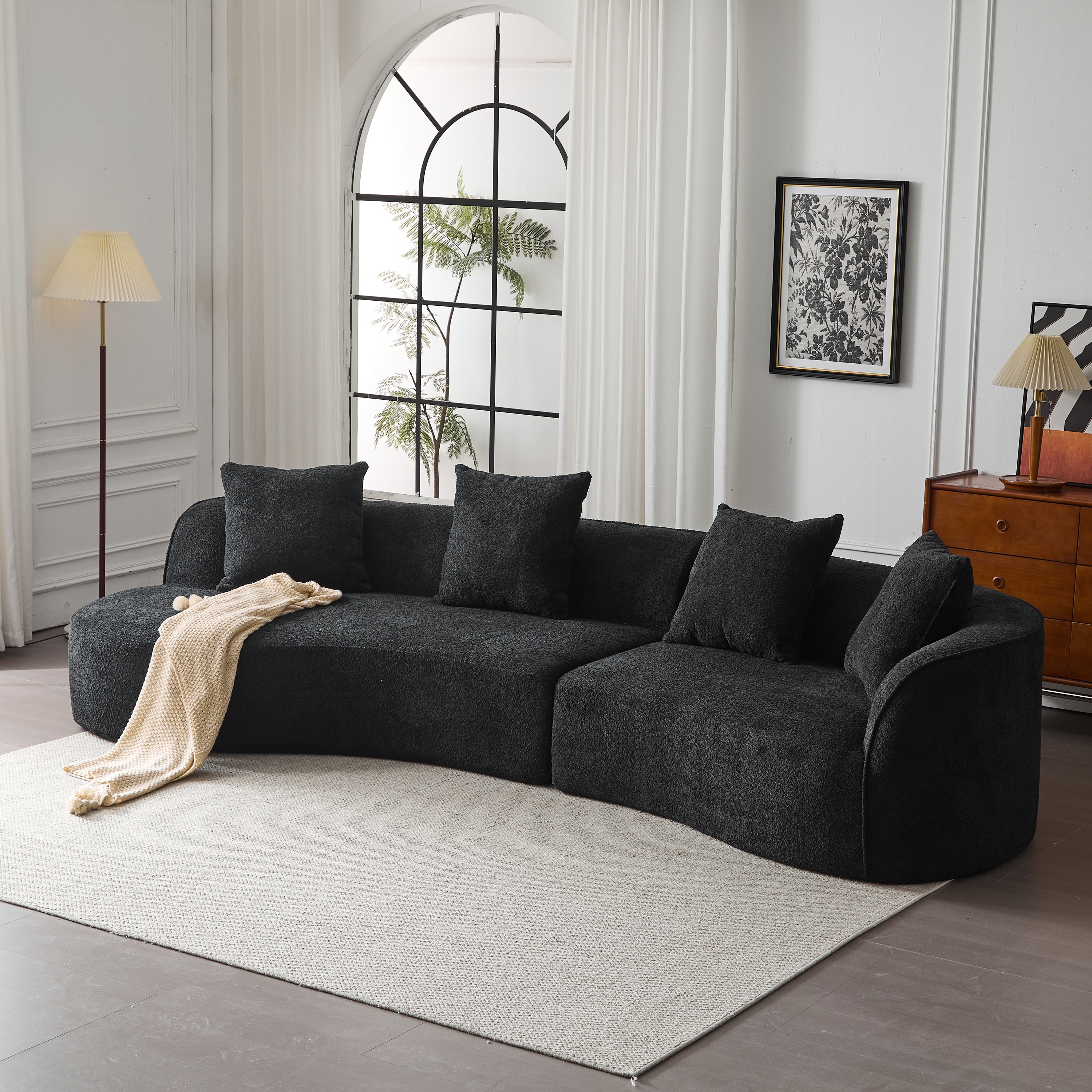 Christopher Knight Home - Linda Fabric Curved 126" Sectional Sofa