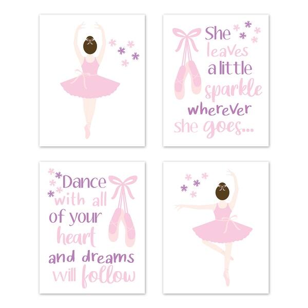 slide 2 of 4, Ballerina Dancer Collection Wall Decor Art Prints (Set of 4) - Pink and Purple Lavender Ballet Tutu Dance