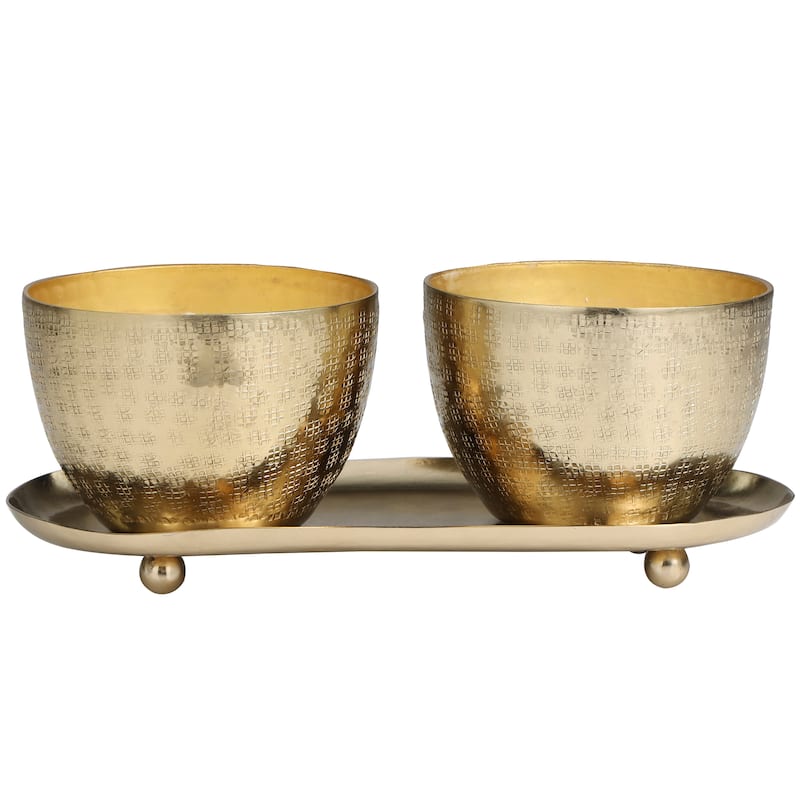 Silver or Gold or Copper Metal Scented Grid Patterned 10 oz 1 Wick Candle with White Wax (Set of 2)