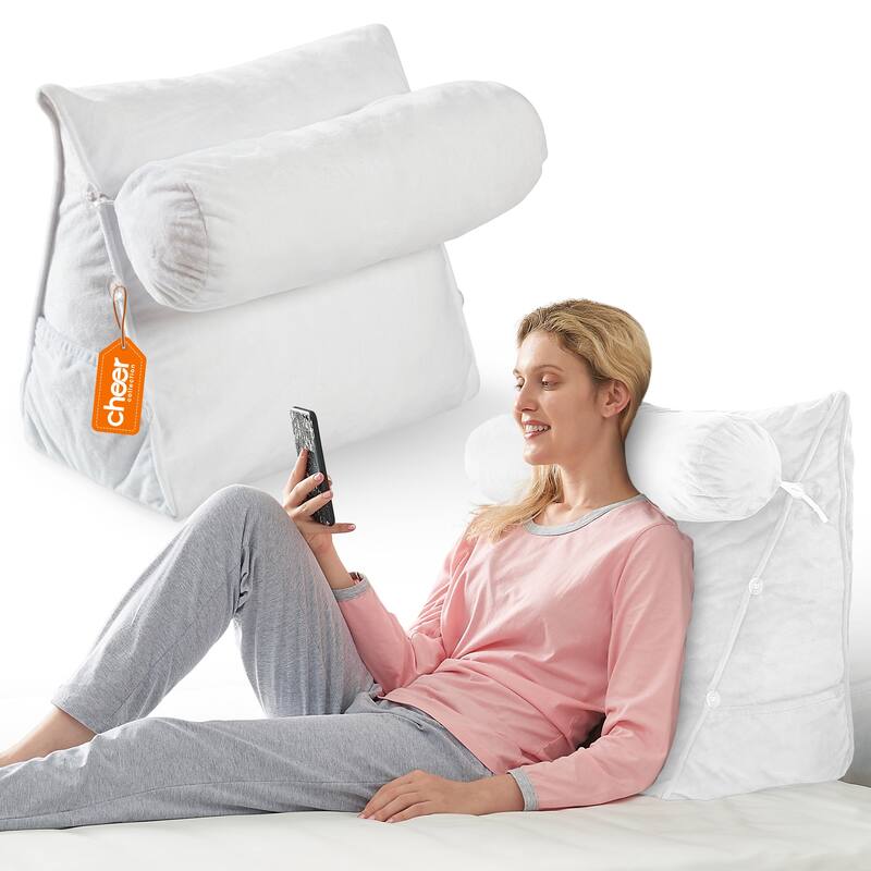 Cheer Collection Extra Large Wedge Pillow with Detachable Bolster