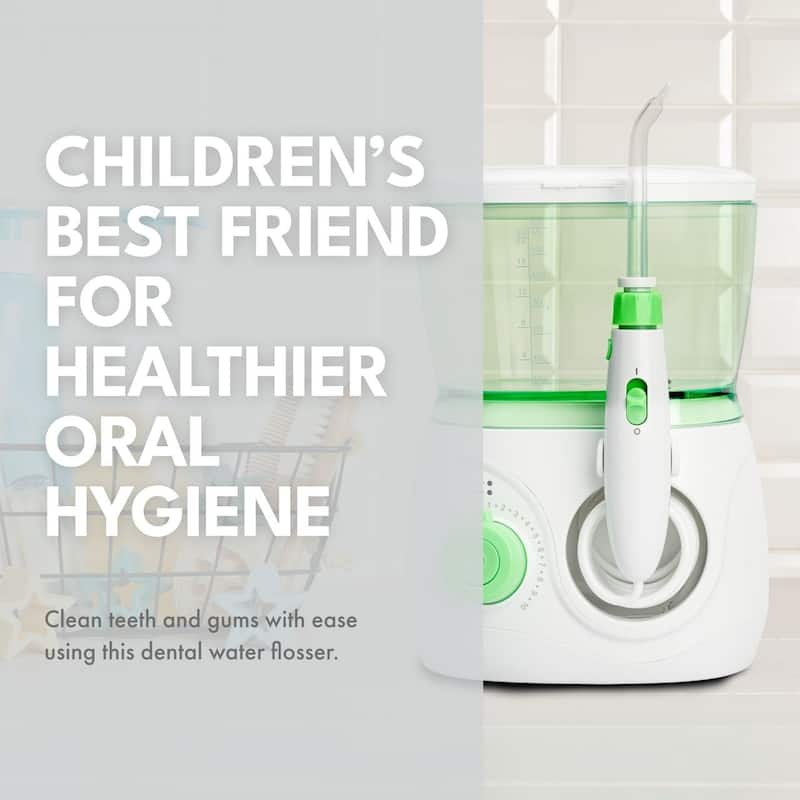Children's Countertop Portable Water Flosser - Dental Tools for Kids and Children Green - 8 x 5.8 x 4.9