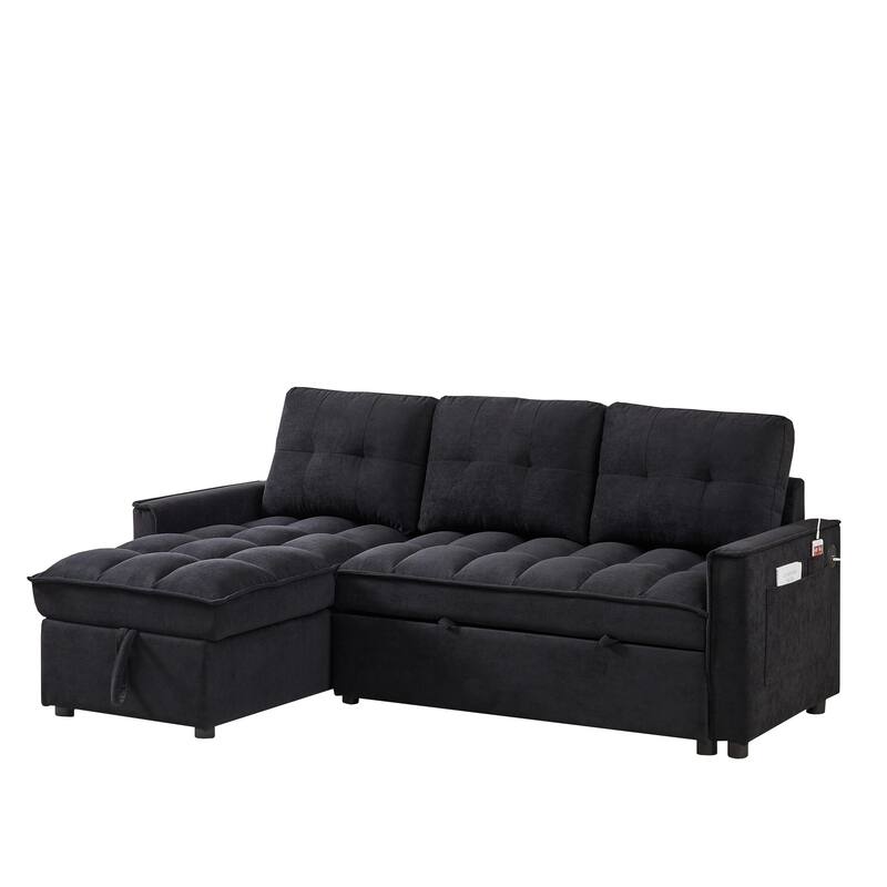 78.75" Chenille Reclining Sectional Sofa with USB/Type-C Charging, Hidden Storage & Ottoman