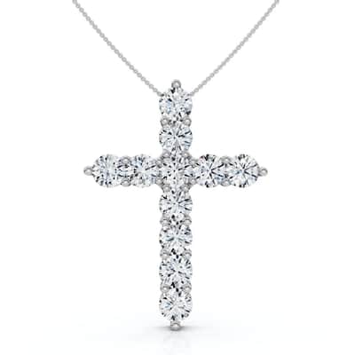 4Ct TW Diamond Cross Pendant Gold Women's 18" Necklace Lab Grown