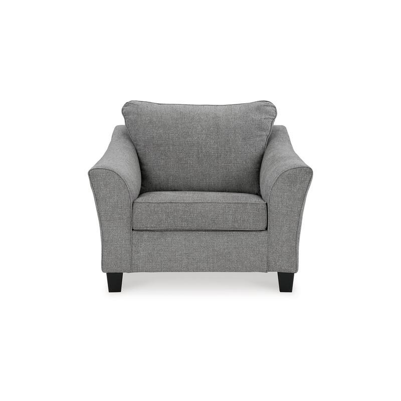Onia Oversized Accent Chair, Black Faux Wood, Smoke Gray Polyester