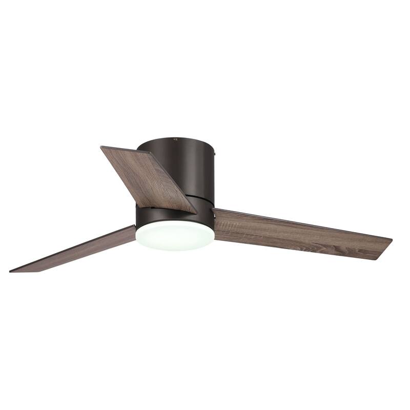 48 inch Modern 3-Blade Wooden Flush Mount Ceiling Fans with Light and Remote