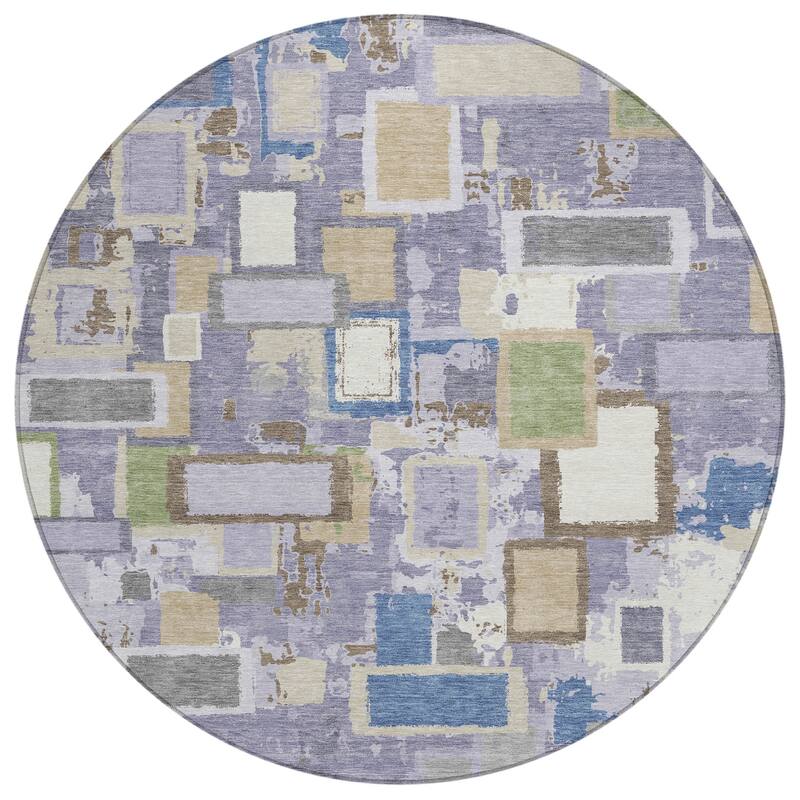 Machine Washable Indoor/ Outdoor Contemporary Geo Chantille Rug