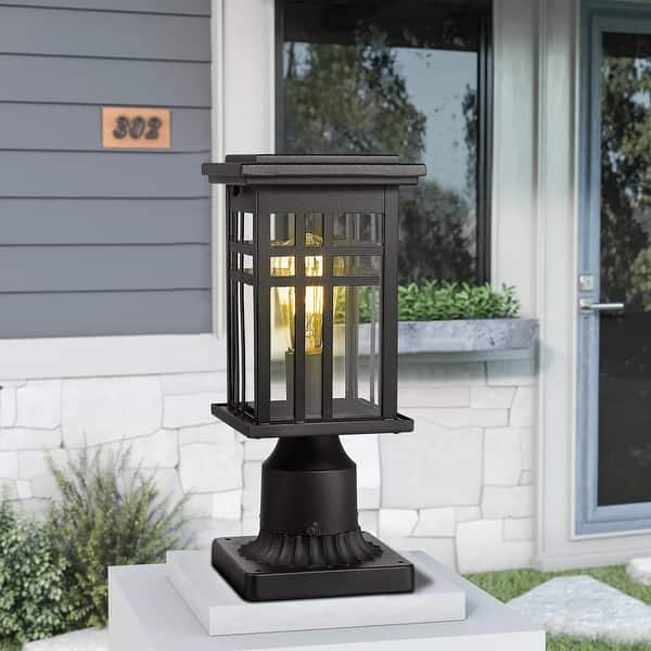 slide 2 of 16, Outdoor Post Light, Lantern Light Fixture with Clear Glass Shade