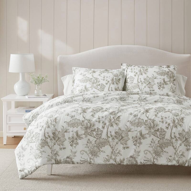 Martha Stewart Avery Floral Cotton Grey Comforter Set