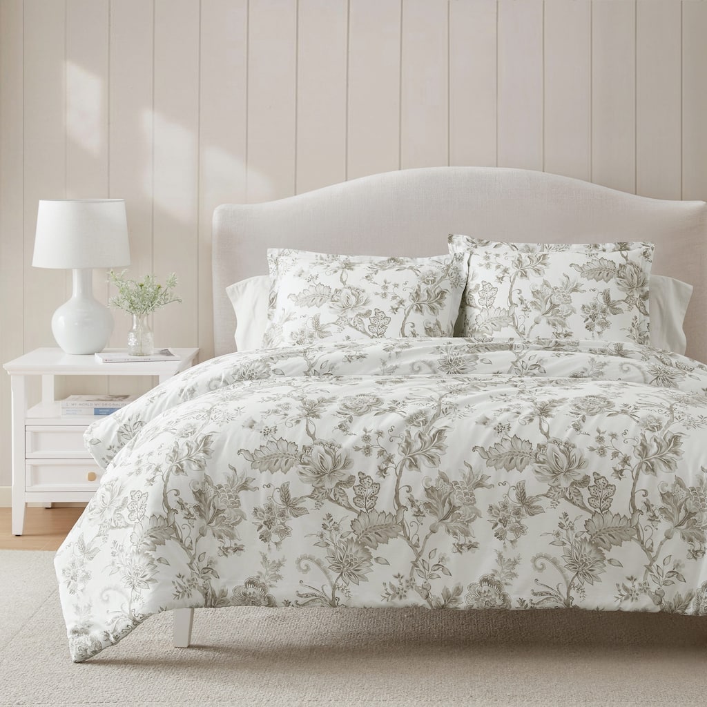 Martha Stewart Avery Floral Cotton Grey Comforter Set