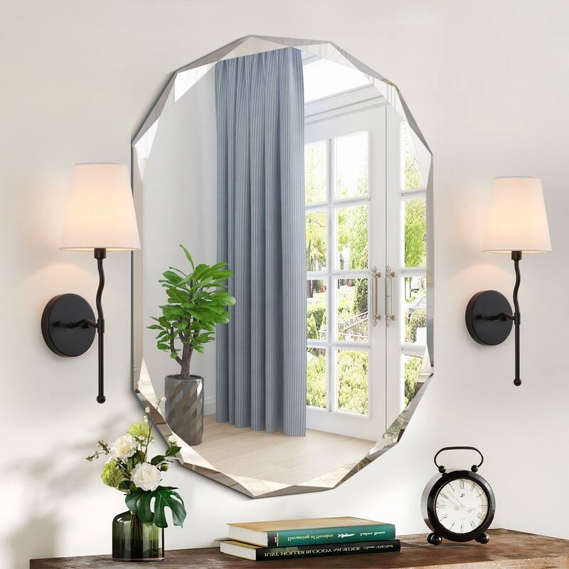 KAWOTI 17.5" Painted Black Wall Sconce with White Fabric Shade - W6" x H17.5"（Set of 2）