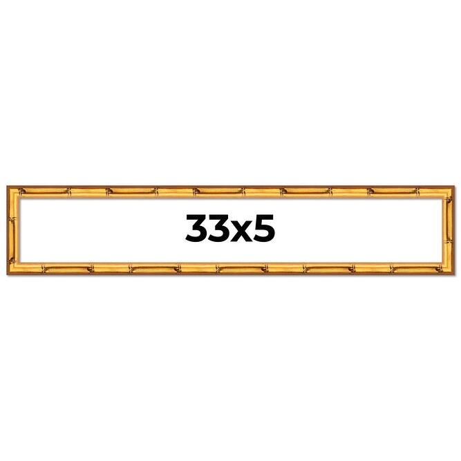 33x5 Frame Gold Bamboo Picture Frame Modern Photo Frame Includes UV Acrylic Shatter Guard Front Acid Free Foam Backing Board