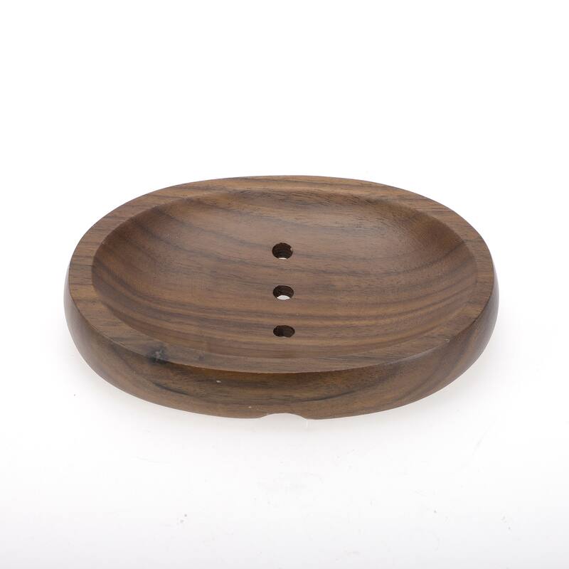 Portable Oval Soap Dish for Bathroom Kitchen 5.28"x3.78"x0.83" Deep Brown 1 Pc - Deep Brown