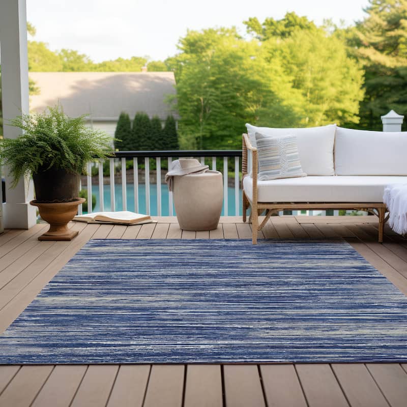 Machine Washable Indoor/ Outdoor Chantille Abstract Stripe Rug