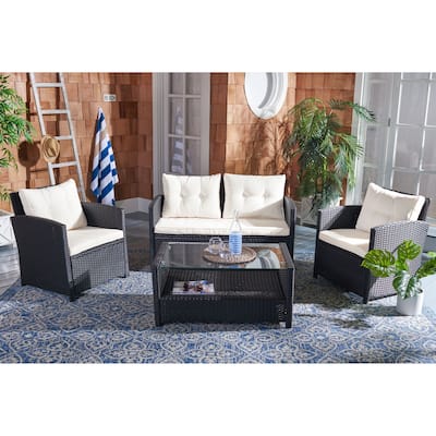 SAFAVIEH Outdoor Eranda 4-Piece Conversation Patio Set - 48W x 30D x 26H