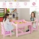 preview thumbnail 5 of 8, Gymax 3 in 1 Kids Wood Table Chairs Set w/ Storage Box Blackboard