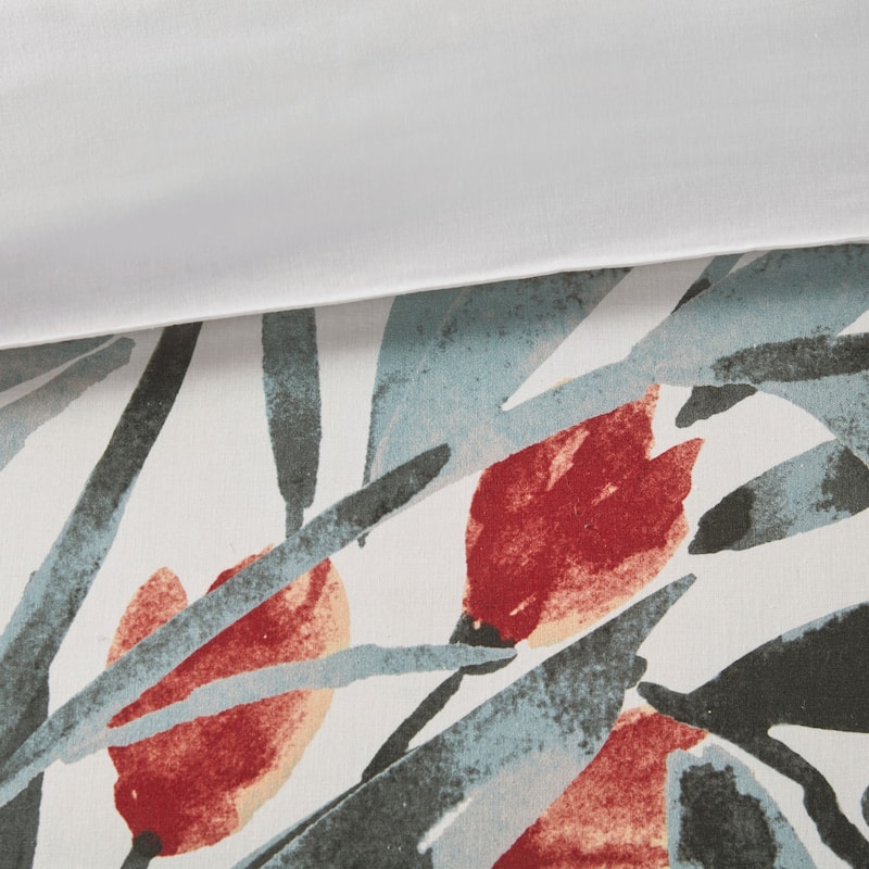 Madison Park Junia 3 Piece Floral Cotton Duvet Cover Set