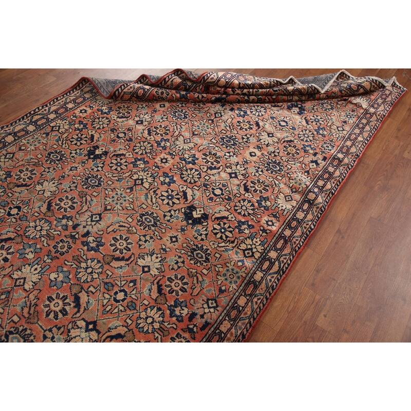 Hand Knotted Oriental 100% Wool Carpet Traditional All-Over Coral Mahal Area Rug - 10' 4'' X 4' 7''
