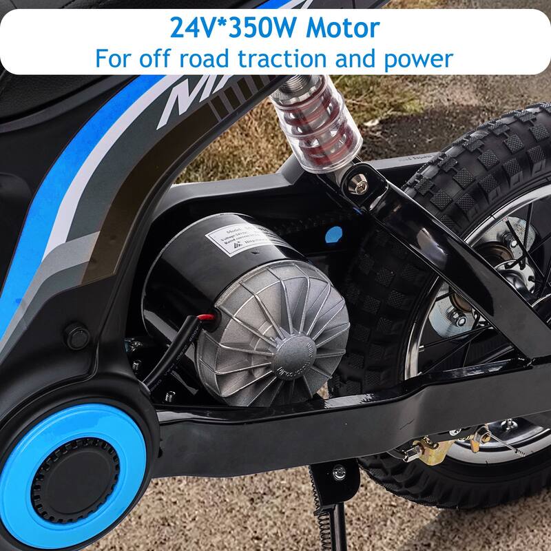 24V Kids Electric 3-Speed Dirt Bike, Motorcycle with Shock for Aged 8-14 Kids Best Gift