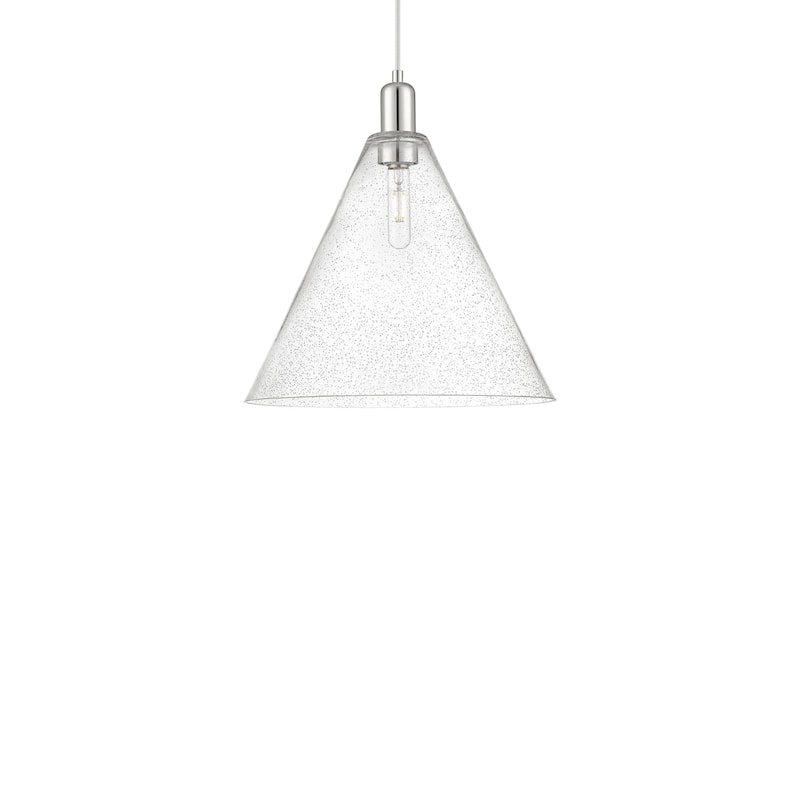 Innovations Lighting 716-1P-18-16 Berkshire Glass Pendant Berkshire - Polished Nickel / Seedy