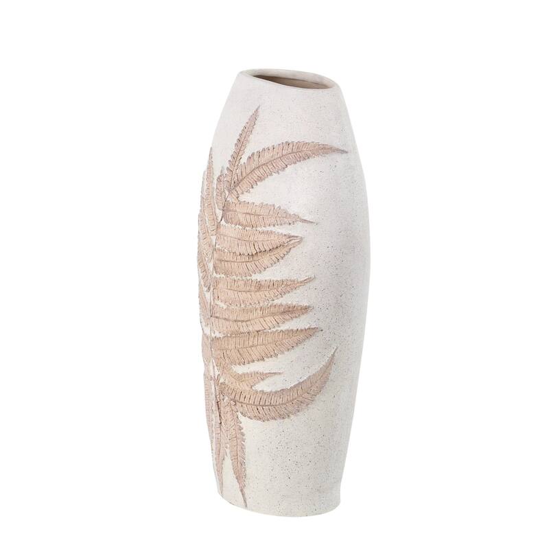 Polystone Leaf Decorative Vase - White - Roche River Decor