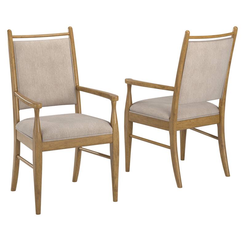 Harstad Wood Finish Beige Fabric Arm Chair (Set of 2) by iNSPIRE Q Modern - Oak Wash