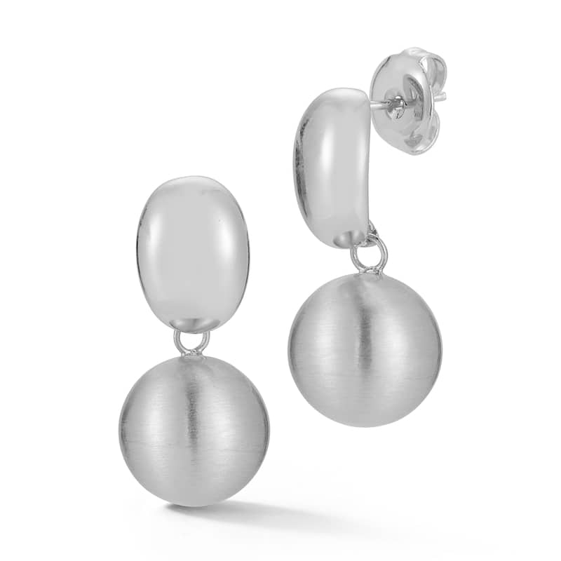 Chloe & Madison Satin Ball Dangle Earrings - Silver