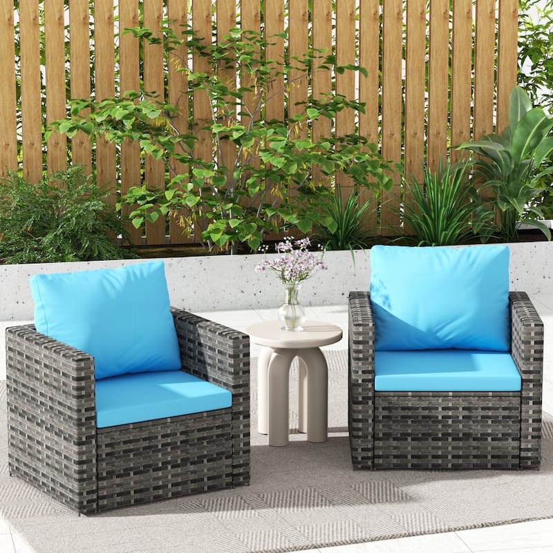 2 Person Seating Group Garden Rattan Chair - Light Blue
