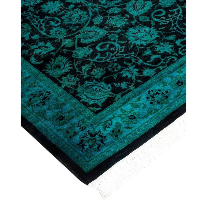 Overton Hand Knotted Wool Vintage Inspired Modern Contemporary Overdyed Black Runner Rug - 2' 7" x 10' 2"