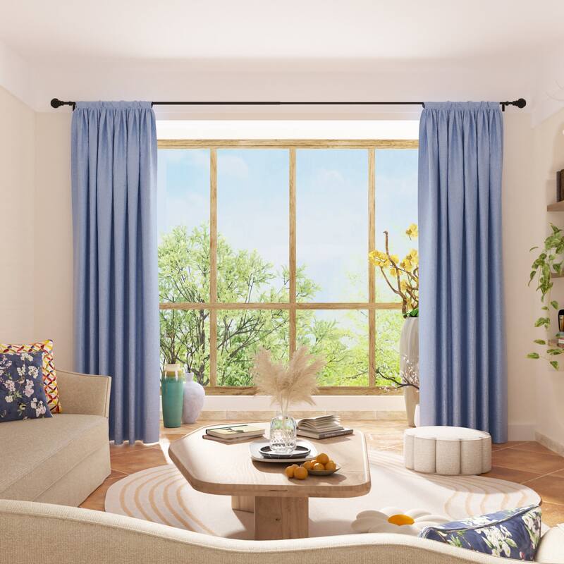 Watie Adjustable Black Single Curtain Rod with Final Set for Window