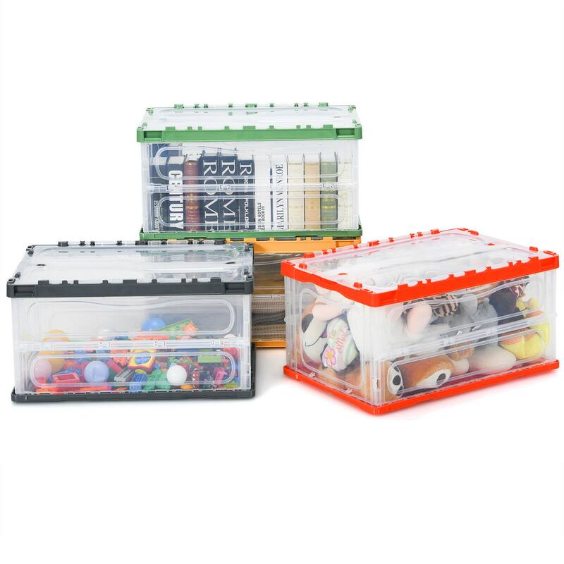 Gymax 75L Collapsible Storage Bins Folding Plastic Stackable Utility - See Details