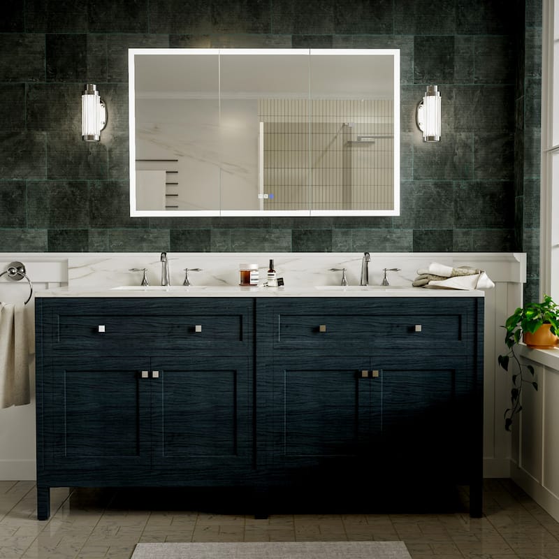 Modland 36"-48"W x 30"H LED Bathroom Medicine Cabinet Dimmable Anti-Fog,Recessed or Surface Mount