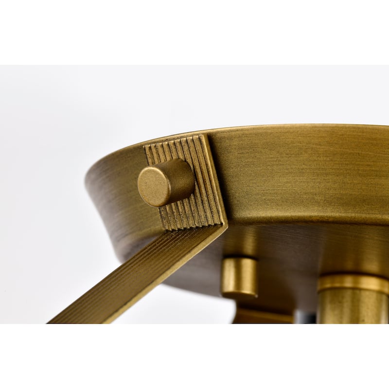 Rowen 4 Light Semi Flush - Natural Brass Finish - Etched White Glass - Natural Brass