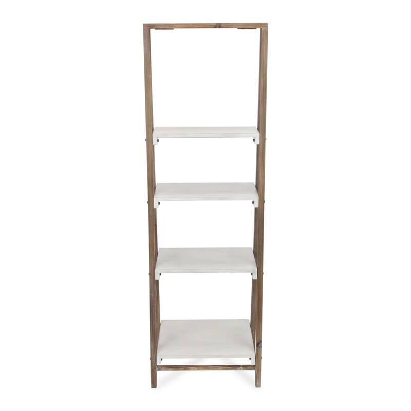 4-Tier Foldable Handmade Display Shelf - 61.25" - Brown and White